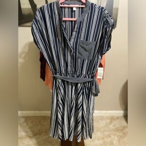 Charter Club Navy and White Striped Blouse